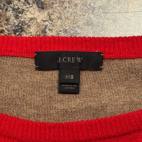 J Crew Sweater Wool Rabbit Elbow Patch Preppy Academia Buttons Red Brown XXS - Picture 3 of 10
